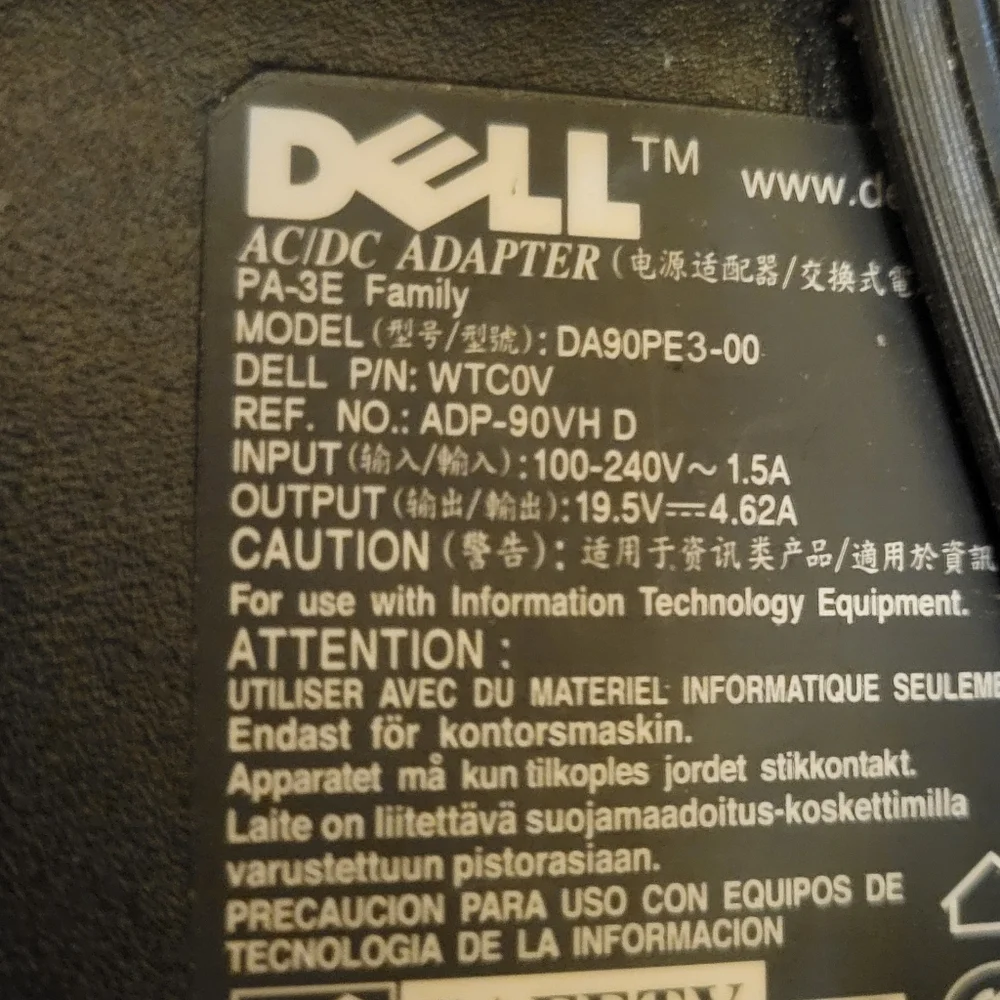 Lot of 2 Genuine Dell PA-3E 19.5V 4.62A 90W Laptop Power Supply Power Adapter